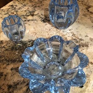 Translucent Light Blue Glass Trinkets With Cigarette Ashtray - Italian